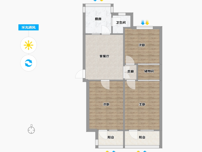 河北省-石家庄市-省梆子剧院宿舍-62.84-户型库-采光通风