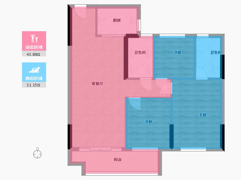 福建省-宁德市-珑悦国际-66.88-户型库-动静分区