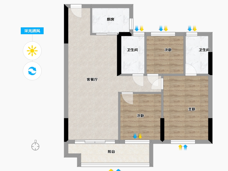 福建省-宁德市-珑悦国际-66.88-户型库-采光通风