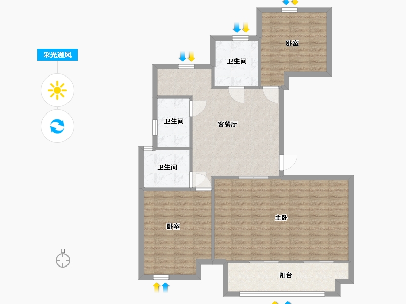 浙江省-杭州市-星悦城-105.00-户型库-采光通风