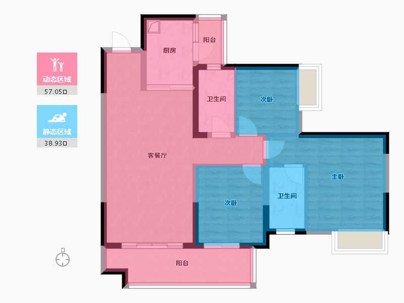 广西壮族自治区-梧州市-彰泰城-89.60-户型库-动静分区