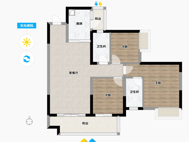 广西壮族自治区-梧州市-彰泰城-89.60-户型库-采光通风