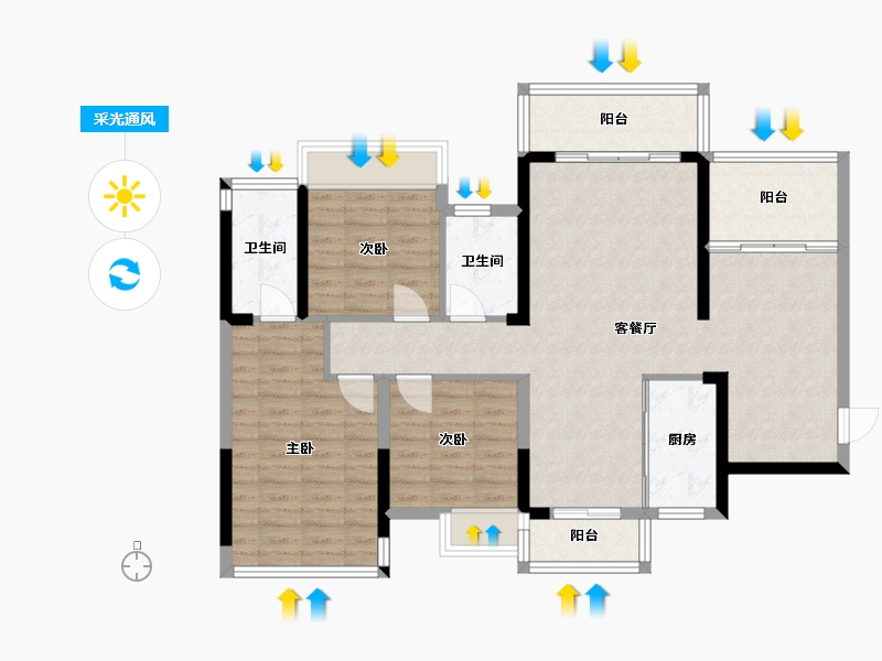 广东省-东莞市-一号学府-120.00-户型库-采光通风