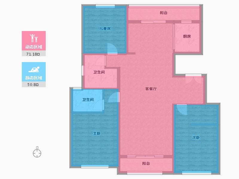 山东省-烟台市-龙族誉珑府-108.80-户型库-动静分区