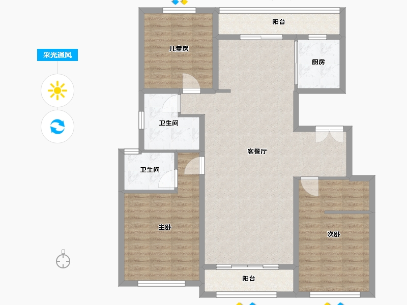 山东省-烟台市-龙族誉珑府-108.80-户型库-采光通风