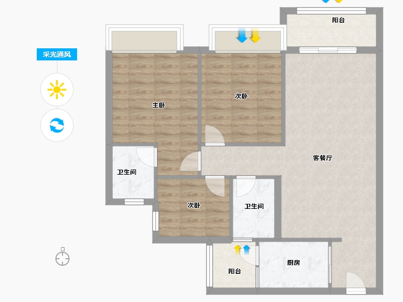 广东省-广州市-云秀幸福花园2期-80.00-户型库-采光通风