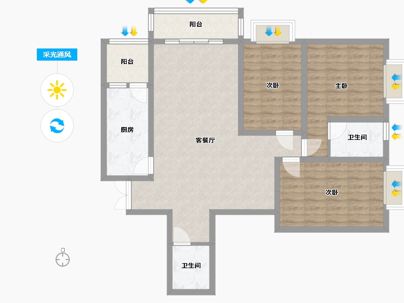 云南省-昆明市-古滇雅苑-北苑-99.00-户型库-采光通风