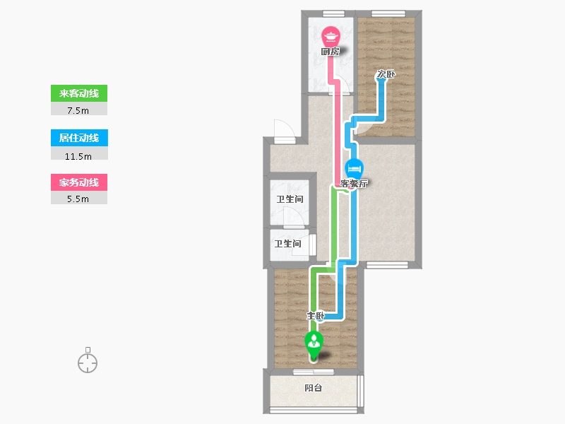 北京-北京市-华龙苑中里-南区-57.02-户型库-动静线