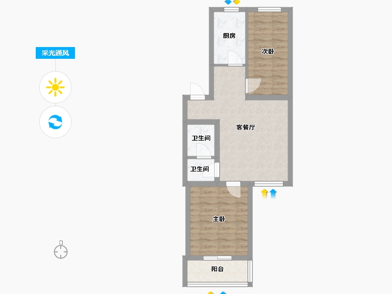 北京-北京市-华龙苑中里-南区-57.02-户型库-采光通风