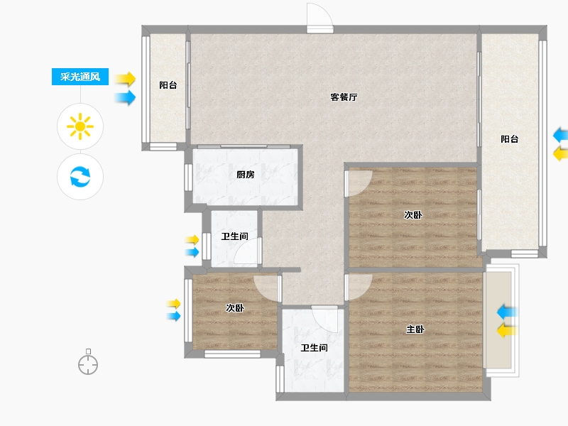 广西壮族自治区-柳州市-龙光莲花悦府-91.94-户型库-采光通风