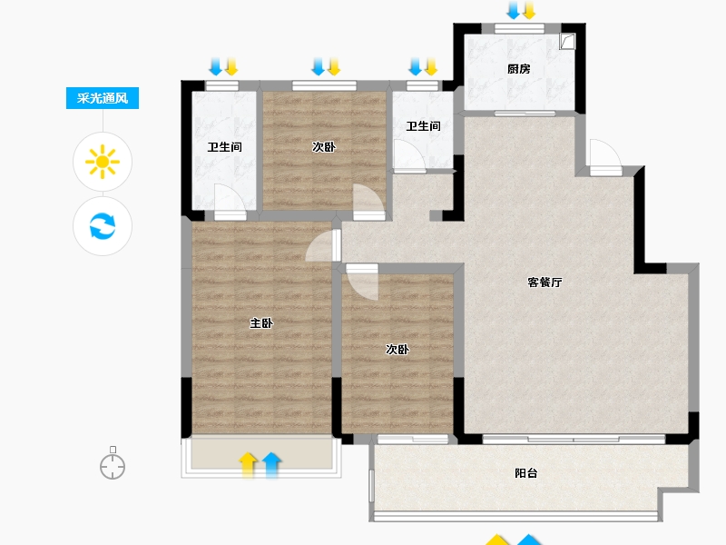 河南省-安阳市-兰亭华府-110.16-户型库-采光通风