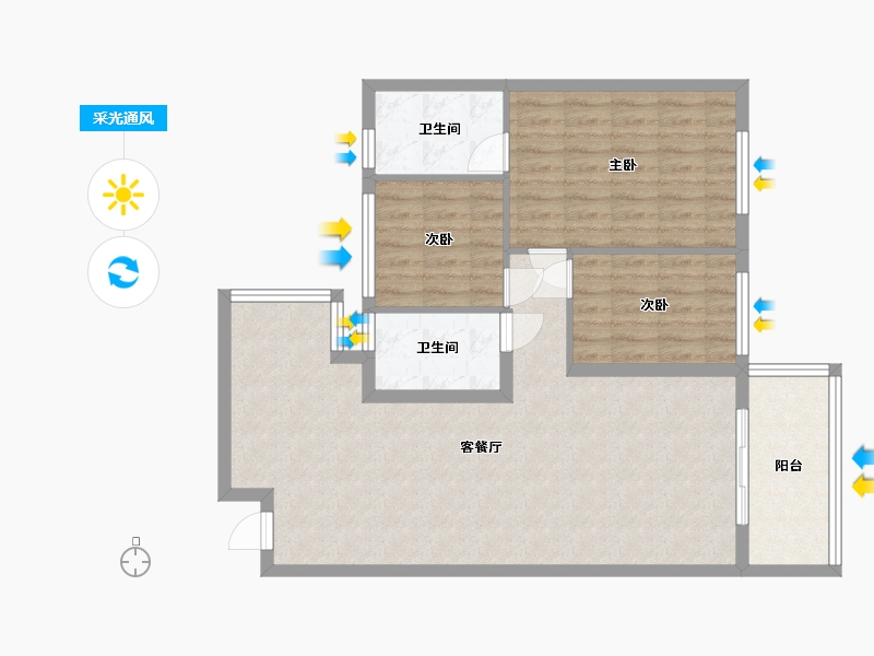 湖北省-随州市-随州恒大悦龙台-105.00-户型库-采光通风