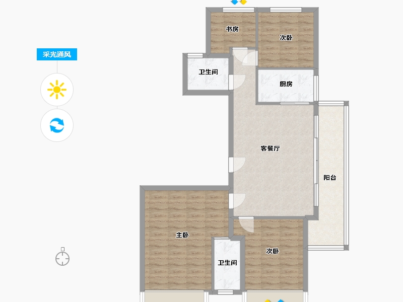 浙江省-绍兴市-勤业未来城-104.00-户型库-采光通风