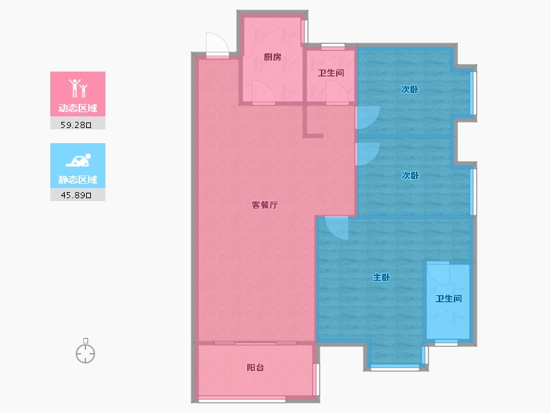 湖南省-长沙市-北辰三角洲C2-92.60-户型库-动静分区