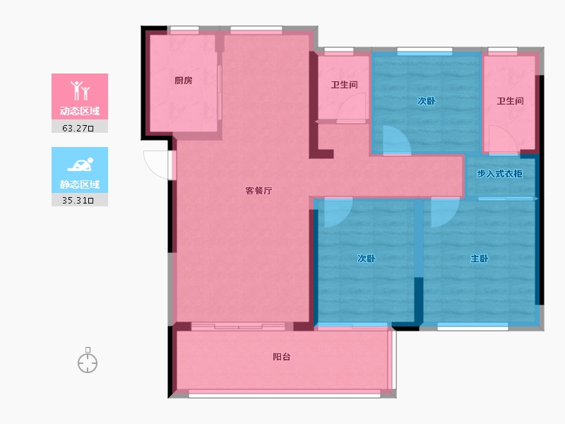 福建省-漳州市-世茂云境-88.70-户型库-动静分区