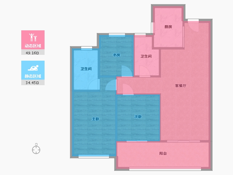 河南省-郑州市-康桥原溪里-76.00-户型库-动静分区