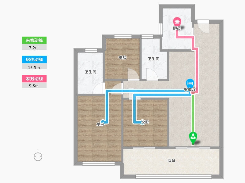 河南省-郑州市-康桥原溪里-76.00-户型库-动静线