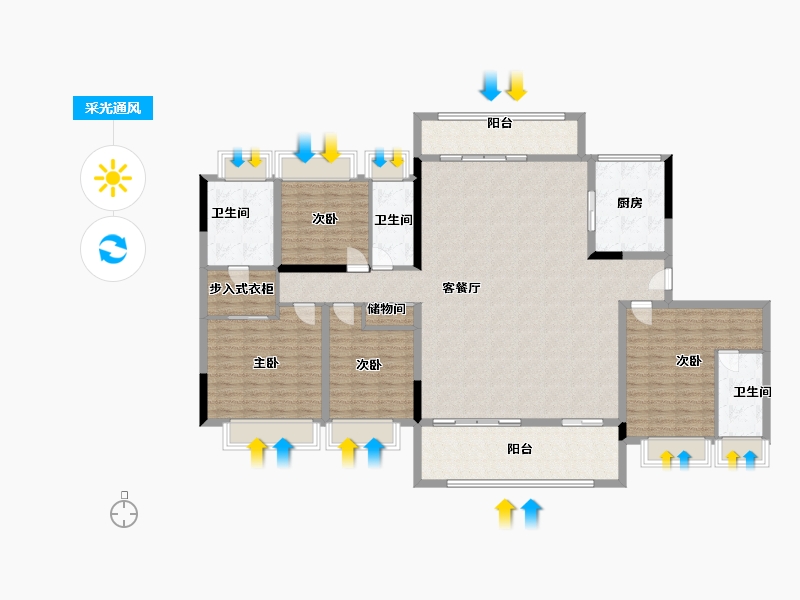 江苏省-南通市-龙信骏园-176.00-户型库-采光通风