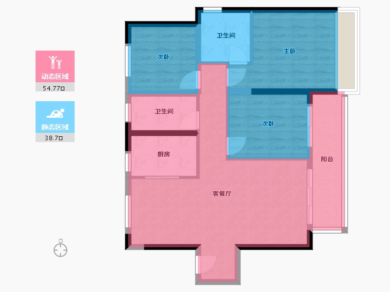 甘肃省-兰州市-绿地米勒国际花都-88.68-户型库-动静分区