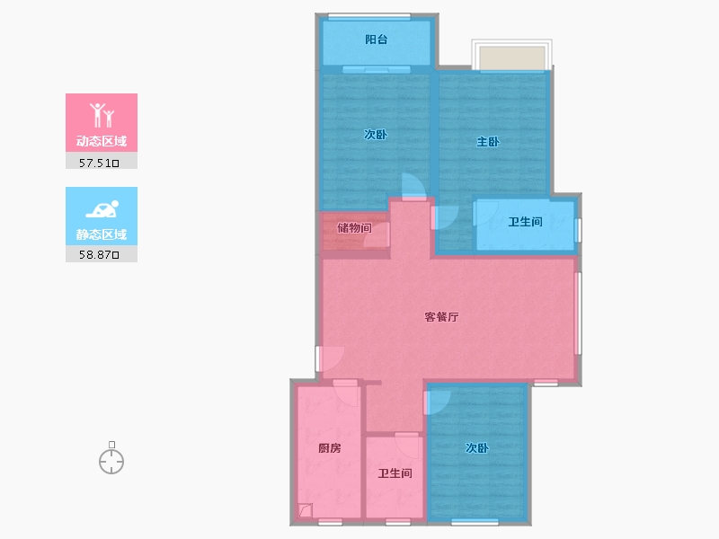 山西省-太原市-香颂住宅小区-104.00-户型库-动静分区