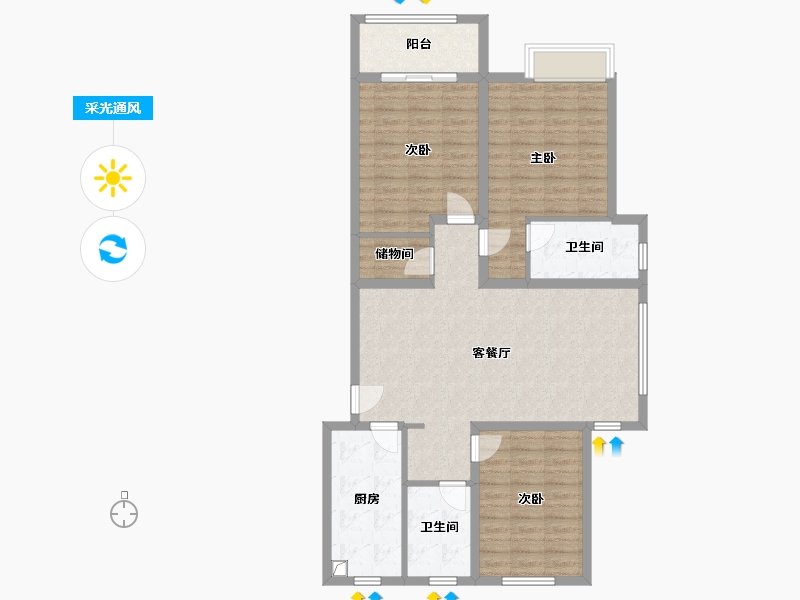 山西省-太原市-香颂住宅小区-104.00-户型库-采光通风