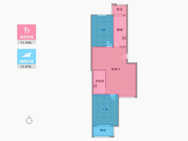 北京-北京市-龙腾苑-六区-89.00-户型库-动静分区