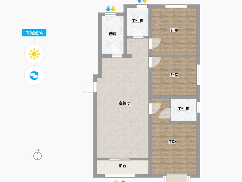 河北省-邢台市-御景天成-89.89-户型库-采光通风