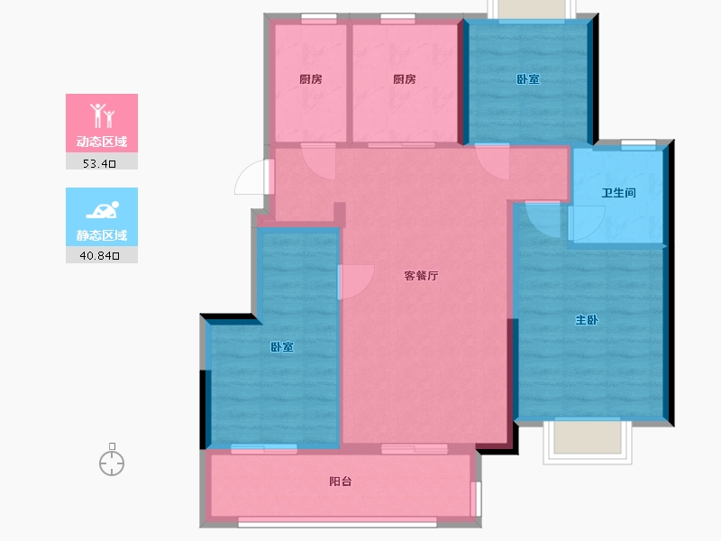 江苏省-扬州市-龙湖锦麟天序-84.80-户型库-动静分区