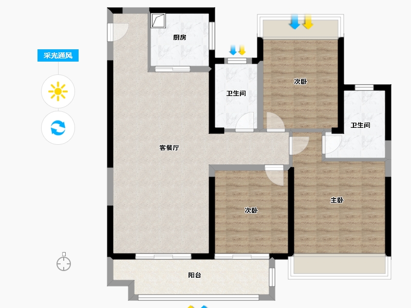 江苏省-宿迁市-中梁金科拾光里-109.00-户型库-采光通风