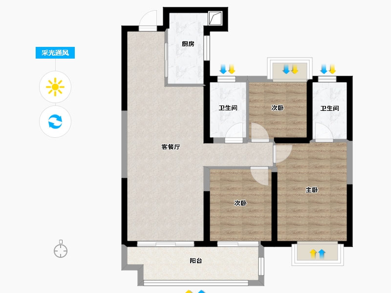 湖北省-宜昌市-保利山海大观-88.80-户型库-采光通风