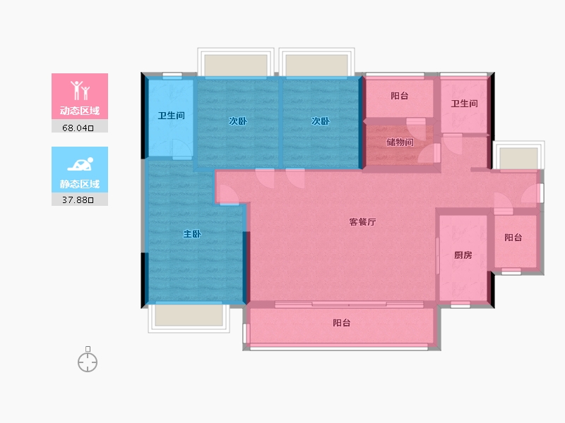 广东省-佛山市-滨江金茂悦-94.40-户型库-动静分区