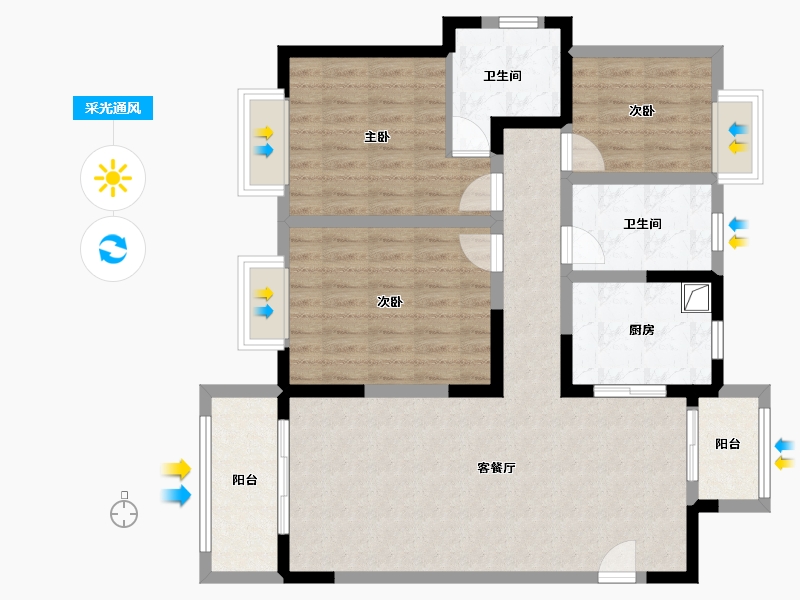 江苏省-苏州市-东湖玉景花园-108.00-户型库-采光通风