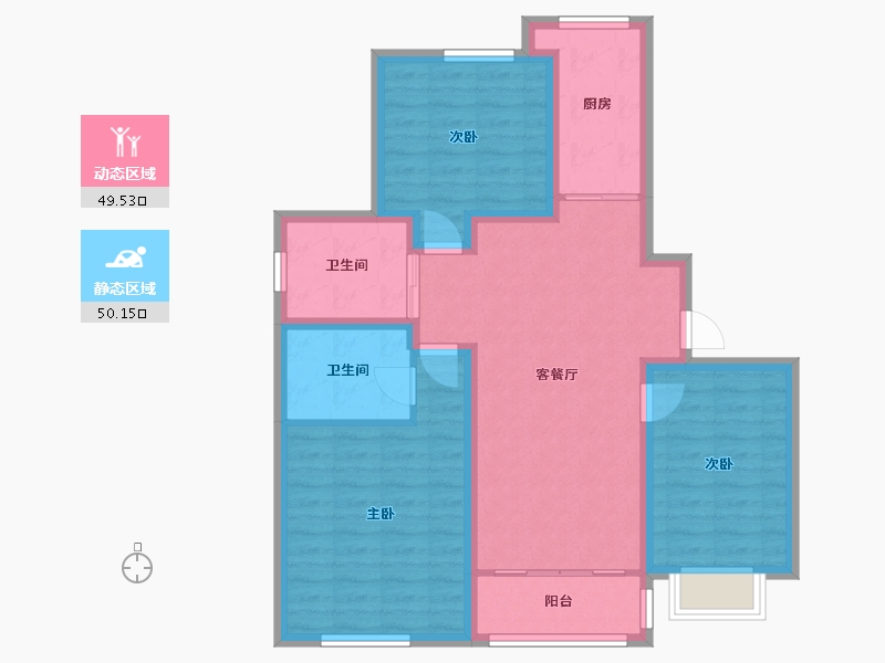 上海-上海市-新里绿地崴廉公寓-101.76-户型库-动静分区