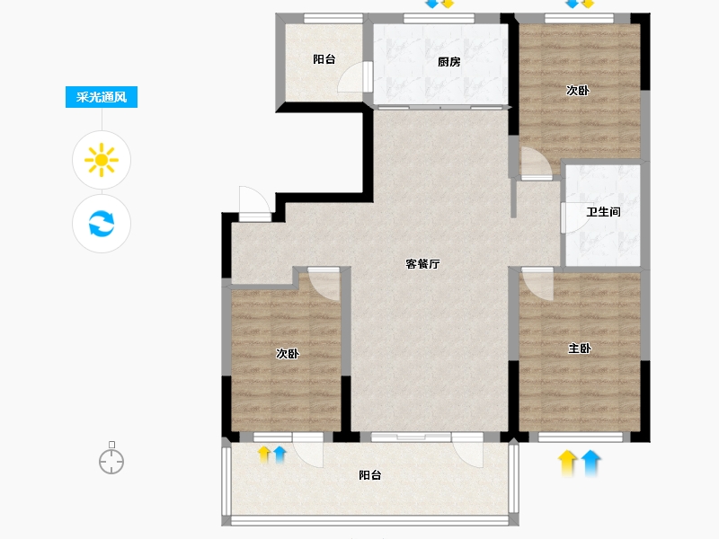 辽宁省-盘锦市-总部天玺城-96.00-户型库-采光通风