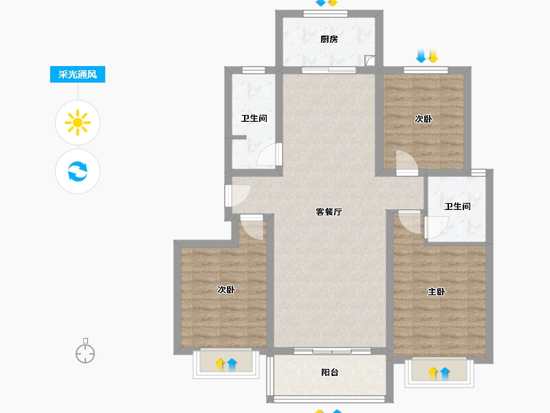 河北省-衡水市-桃城华庭-96.00-户型库-采光通风