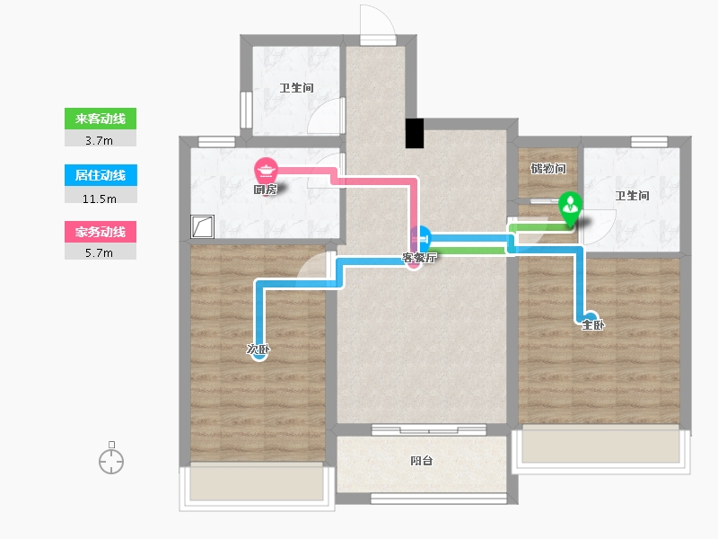 浙江省-金华市-红椿家园商住楼-76.80-户型库-动静线