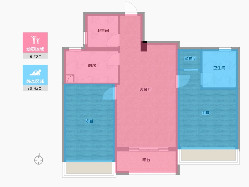 浙江省-金华市-红椿家园商住楼-76.80-户型库-动静分区