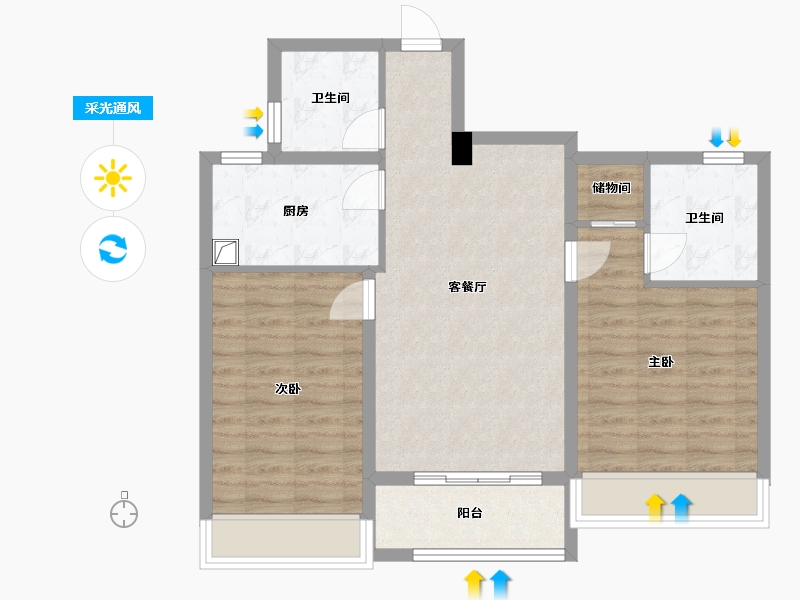 浙江省-金华市-红椿家园商住楼-76.80-户型库-采光通风