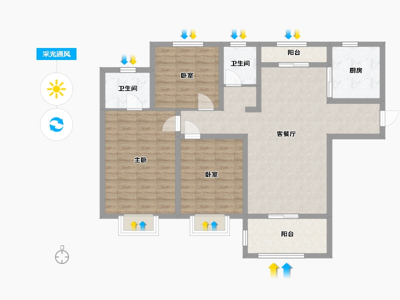 河南省-洛阳市-和昌御水湾-101.60-户型库-采光通风