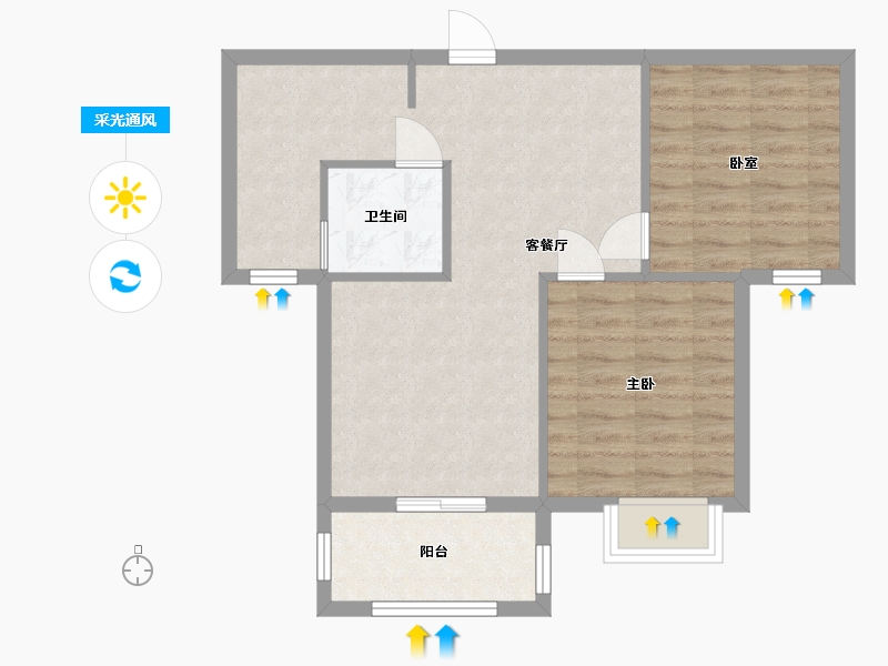 湖北省-武汉市-东建金海湾-62.05-户型库-采光通风