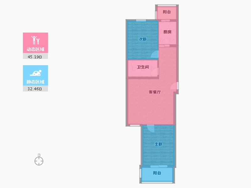 北京-北京市-龙鼎园-75.14-户型库-动静分区