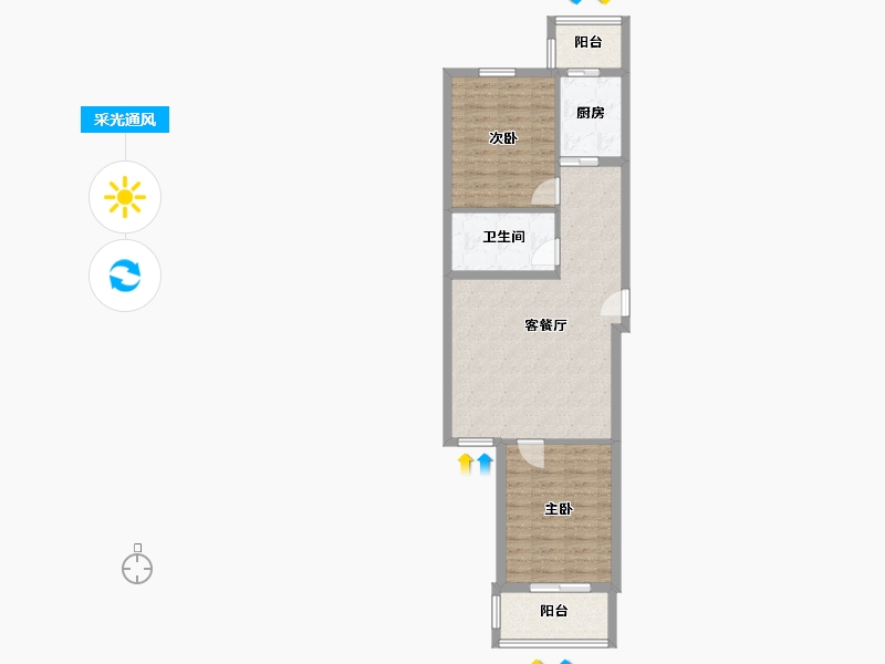 北京-北京市-龙鼎园-75.14-户型库-采光通风