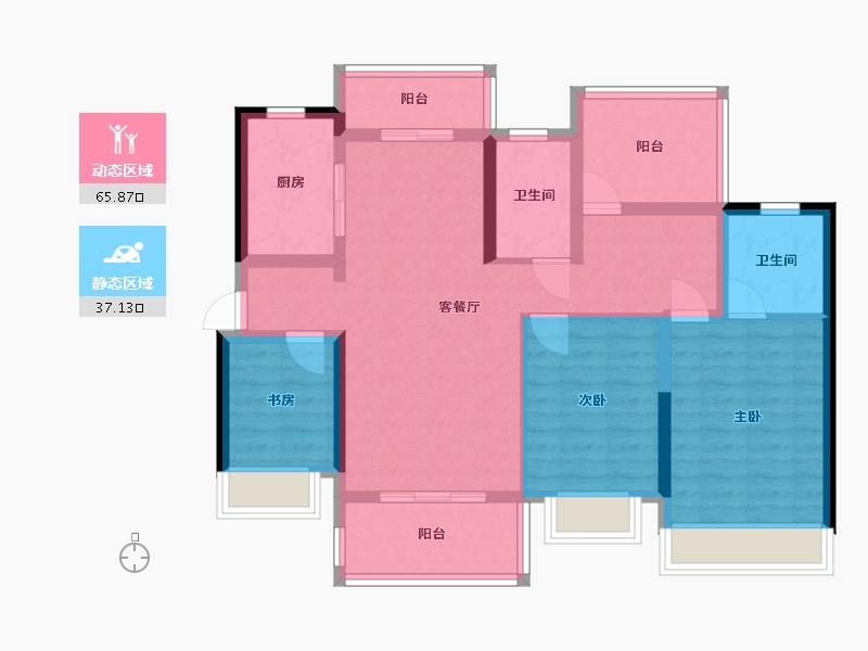 广东省-惠州市-招商  依山华府-94.40-户型库-动静分区