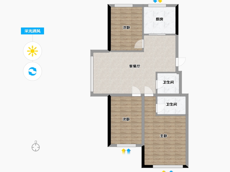 黑龙江省-鹤岗市-学府新城(汤原街)-80.00-户型库-采光通风