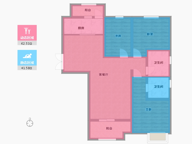 陕西省-榆林市-西港·锦天城-108.76-户型库-动静分区