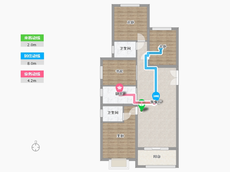 陕西省-榆林市-万民新天地住宅小区中核华兴项目部-110.40-户型库-动静线