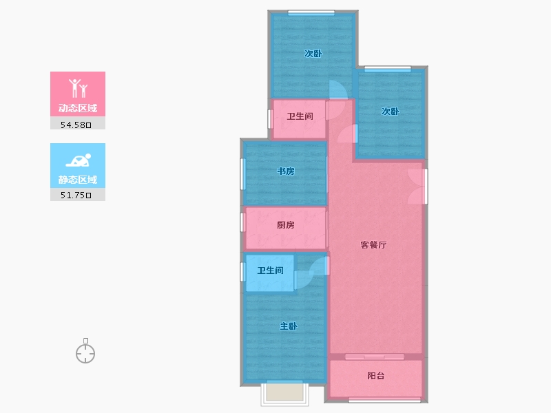 陕西省-榆林市-万民新天地住宅小区中核华兴项目部-110.40-户型库-动静分区