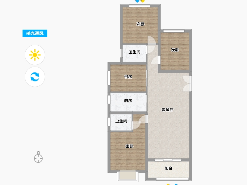 陕西省-榆林市-万民新天地住宅小区中核华兴项目部-110.40-户型库-采光通风