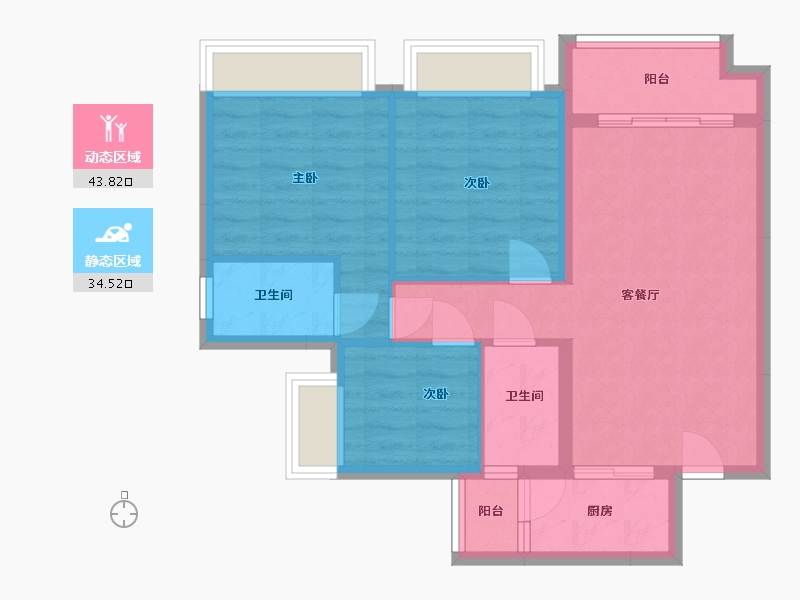 广东省-清远市-臻景誉丰花园-81.04-户型库-动静分区