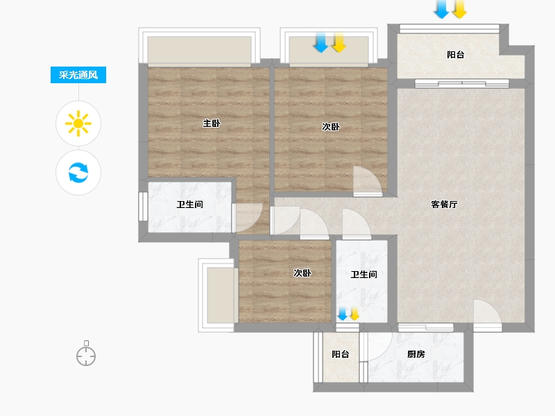 广东省-清远市-臻景誉丰花园-81.04-户型库-采光通风